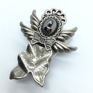 Tiny Tin Angel Holiday Christmas Brooch